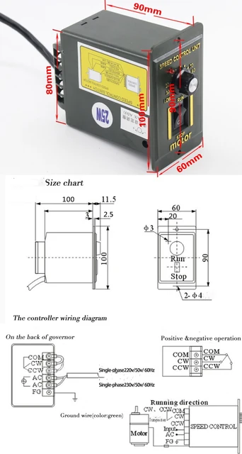 AC-Getriebemotor, M540-402 AC 220V 40W 4-polig Einphasen-Asynchronmotor  Wechselstrom-Getriebemotor 90~1650 U/min mit Regler für  Verpackungsindustrie, Werkzeugmaschinenindustrie(20K) : : Gewerbe,  Industrie & Wissenschaft