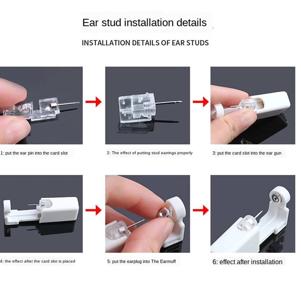 1/2/4Pcs Disposable Sterile Ear Piercing Unit Cartilage Tragus Helix  Piercing Gun No Pain Piercer