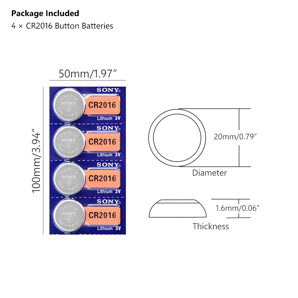 4 шт. для sony CR2016 оригинальная литиевая Кнопочная батарея 3 в cr DL2016 KCR2016 BR2016 батареи для монет для часов компьютера