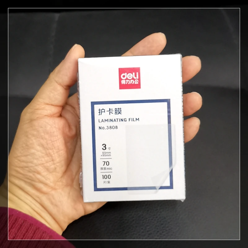 Laminating Films 1 BAG 100sheets Deli 3808 Thermal Laminating Film 3"(65x95mm) Size 70 Mic Photo Documents PET Hot Laminator Film Pounch