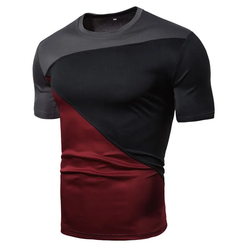 Новая мужская футболка, летняя облегающая футболка с вырезом лодочкой, мужская спортивная футболка с коротким рукавом для бега, Повседневная футболка, футболка большого размера M-3XL - Color: Gray