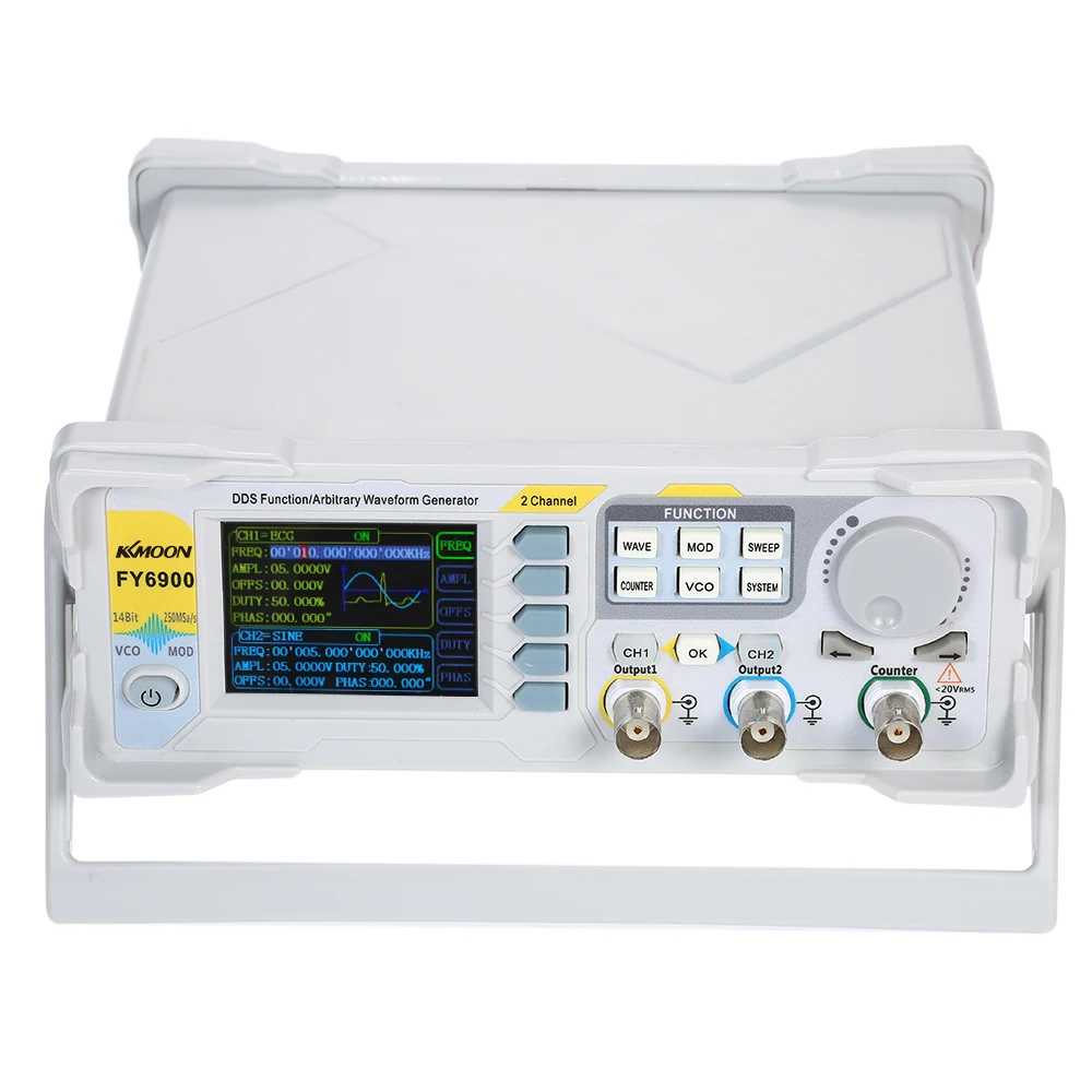Gerador de função do medidor de frequência do gerador 250msa/s do pulso do sinal do duplo-canal de digitas da elevada precisão dds de kkmoon 60mhz 20mhz