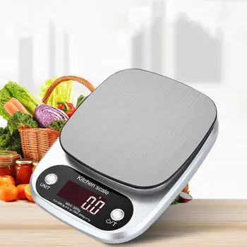 

10kg/1g Electronic Kitchen Scale Digital Food Scale Stainless Steel Weighing Scale LCD High Precision Measuring Tools
