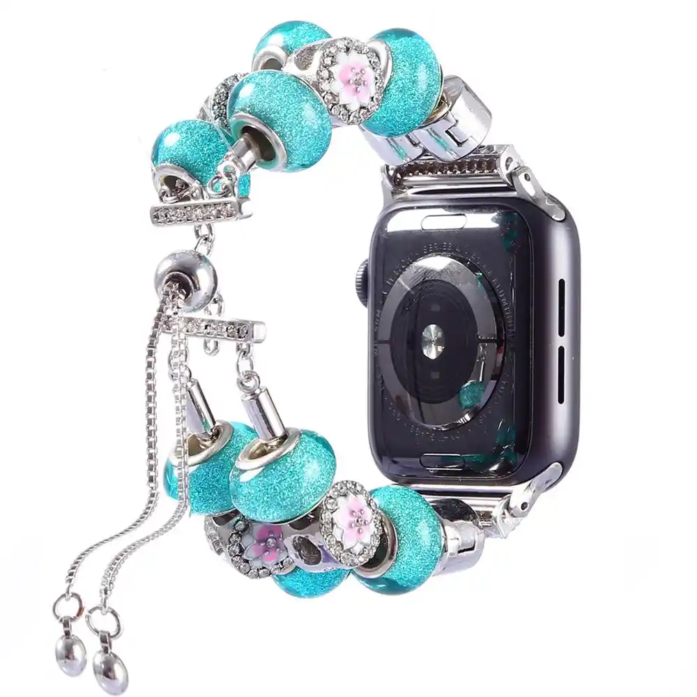 Diy Charm Strap For Apple Watch Band 40mm 44mm 42mm 38mm Gilr Women Manual Watchband Belt Bracelet Iwatch Series 3 4 5 Se 6 Band Watchbands Aliexpress