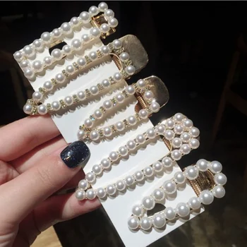 

Women Fashion Imitation Pearl Hair Clips Geometric Hollow Hair Barrettes Girls Hairpins Styling Accessories