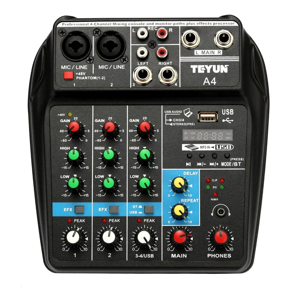 TU04 BTSound микшерная консоль запись 4 каналов звук 48 В Phantom power Monitor AUX Paths Plus Effects аудио Миксер с USB