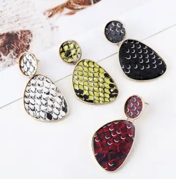 New Snake Skin Maxi Drop Earrings For Women ZA Big Metal Gold Pendant Statement Geometric Dangle Party Jewelry | Украшения и