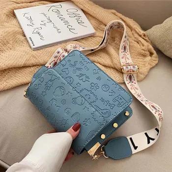 

New Small Bag Women's 2020 New Fashion Wide Shoulder Strap Retro Small Square Bag Korean Style All-match Shoulder Messenger Bag