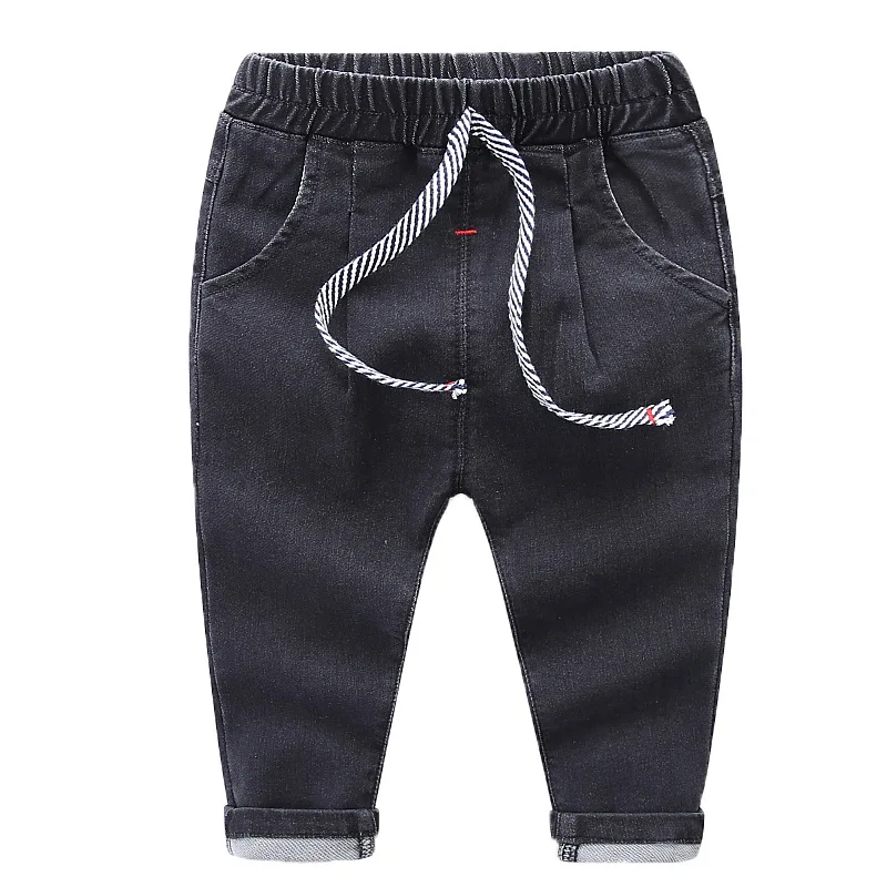 Детская одежда Новинка года, джинсы для маленьких мальчиков и девочек брюки с эластичной резинкой джинсовые брюки для детей возрастом от 0 до 18 месяцев штаны для малышей - Цвет: Черный
