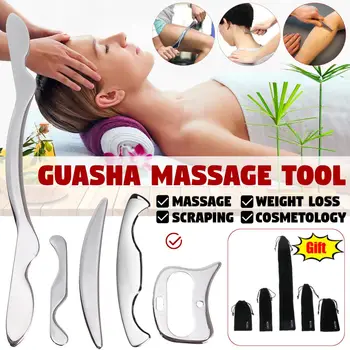 

Handed Stainless Steel Scraping Board SPA Body Scrapper Plate For Release Pain Relief Guasha Tools Body Massage Tools