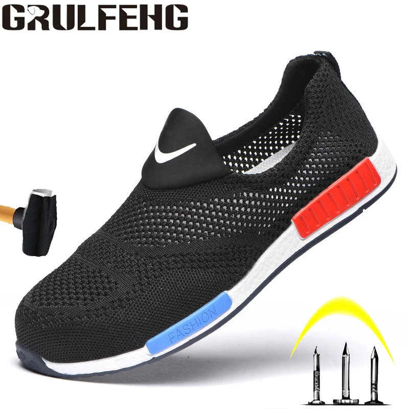 

Men's And Women's Summer Lightweight Breathable Work Shoes Steel Toe Cap Soft Bottom Anti-smashing Anti-stab Work Safety Shoes