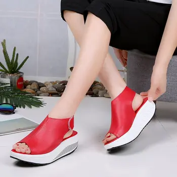 

New Summer Women Sandals Fish Mouth Thickening Increased Shaking Shoes Wedges Platform Sandals Casual High Heels Female Sneakers