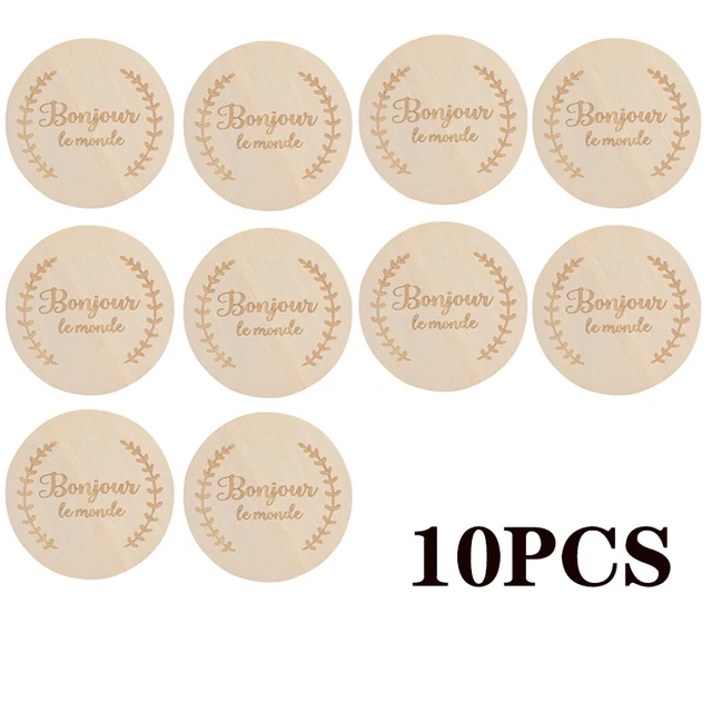 Wooden Baby Month Milestone Card Newborn Birth Month Birthday Milestone Wooden Teether Baby Kids Photography Props Toy French 10Pcs