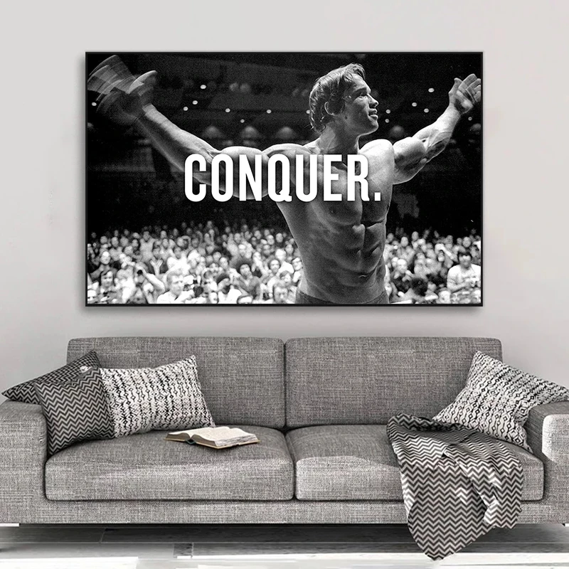 Strong Arnold Schwarzenegger Gym Art Canvas Poster Printing Inspirational Picture Room Wall Decoration | Дом и сад