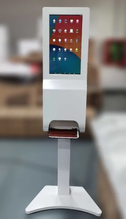 

21,5 дюймовый Бесконтактный дозатор для дезинфицирующего средства для рук 3 л и киоск с цифровым табло