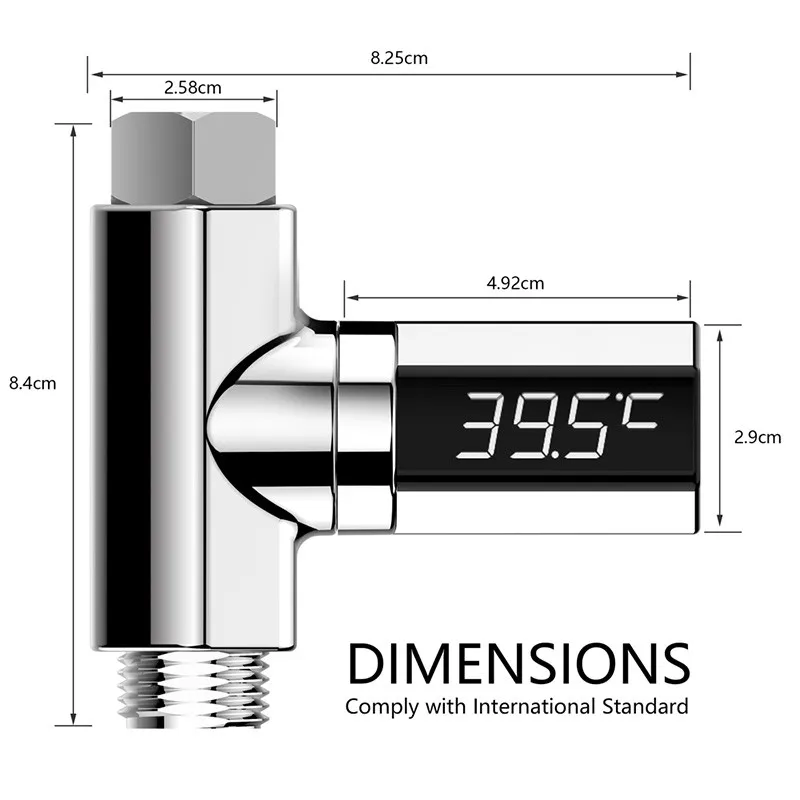 Светодиодный термометр для душа, гигрометр, терморегулятор температуры воды, водонепроницаемый датчик видимой температуры воды