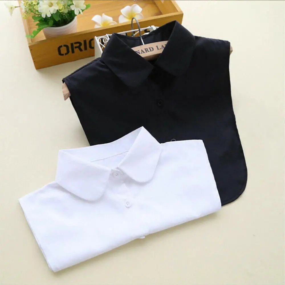 

Shirt Fake Collar Vintage solid White Black Tie Detachable Collar Lapel Dickie False Collar removable Women Clothes Accessories