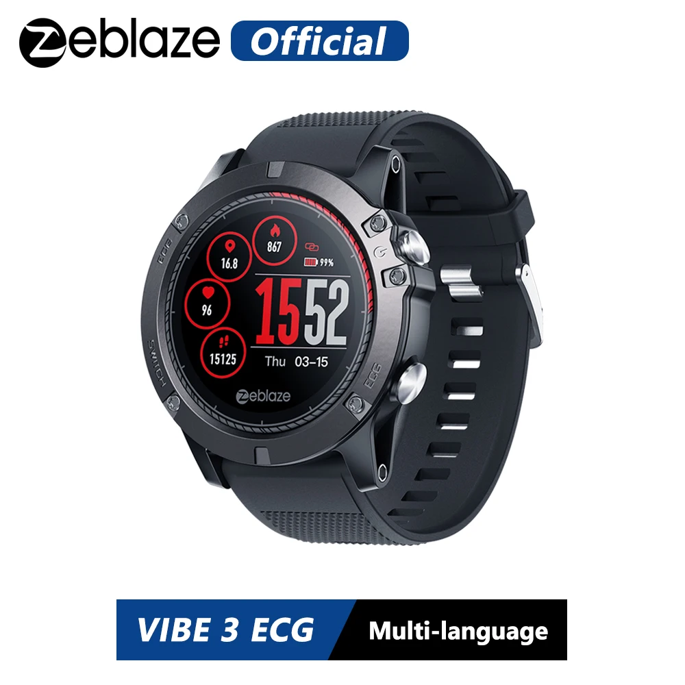 Умные часы Zeblaze VIBE 3 ЭКГ мгновенный по запросу цветной дисплей пульсометр IP67