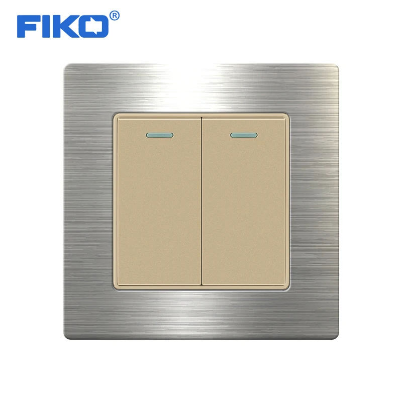 

FIKO EU/UK standarl 2Gang 1/2/3Way ,86mm*86mm stainless steel panel Gold/Black/Gary wall power light switch