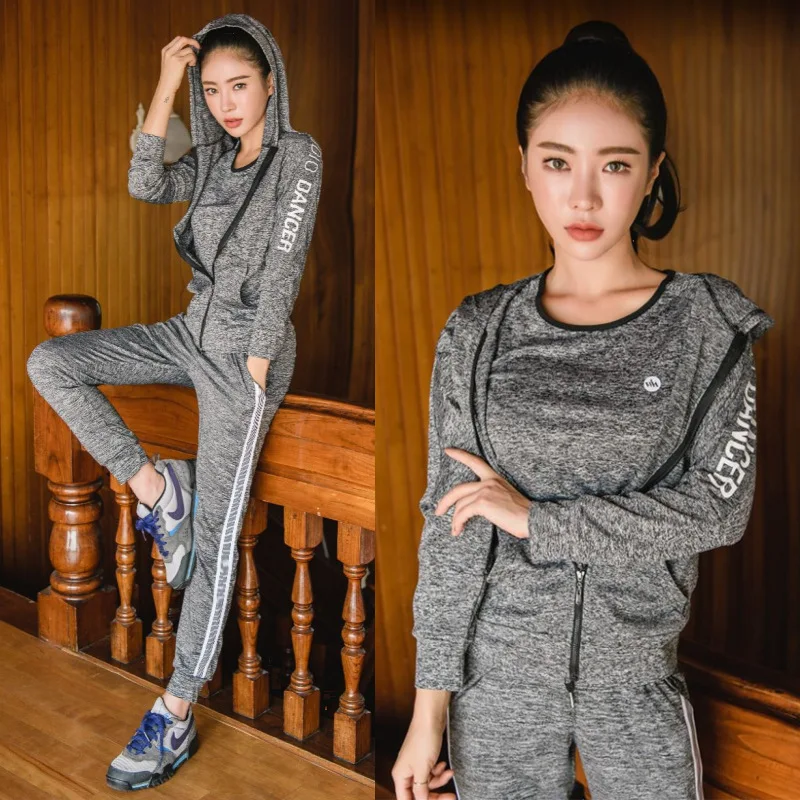 

South Korea Autumn And Winter New Style Gym Sports WOMEN'S Suit Jogging Suits Harem Pants Quick-Dry Long Sleeve Yoga Clothes Thr