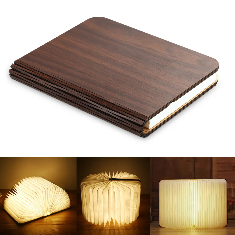 Walnut Деревянная книжная лампа портативный USB Перезаряжаемый светодиодный магнитный 3 цвета затемняемый складной Ночной светильник Настольная лампа домашний декор дропшиппинг - Испускаемый цвет: Walnut