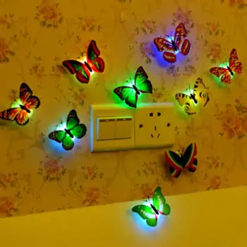 

Colorful LED Night Light 3d Simulation Butterfly Wall Stickers Cute Butterflies Wall Stickers Art Decals Home Party Decoration