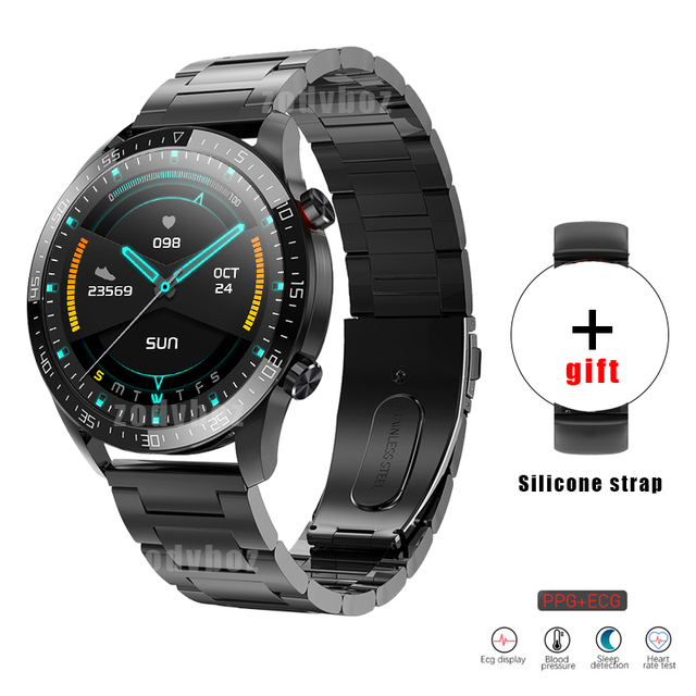 ECG Smart Watch Men Wireless Charging Full Touch Scree Support Hebrew Fitness Tracker Smartwatch IP68 Waterproof Sportswatch