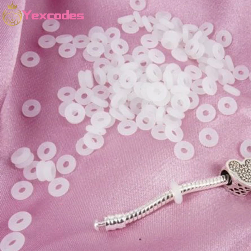 

White Rubber Clip Charms Safety Stopper Beads Silicone safety non-slip hose Fits Original Brand Charm Bracelets Accessories