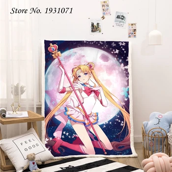 

Cartoon Anime Sailor Moon 3D Printed Fleece Blanket for Beds Thick Quilt Fashion Bedspread Sherpa Throw Blanket Adults Kids 02