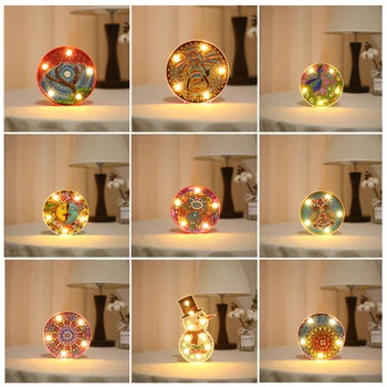 

New 5D DIY Diamond Painting LED Lamp Light Snowman Special Shaped Mosaic Embroidery Owl Unfinished Kit Christmas Gift