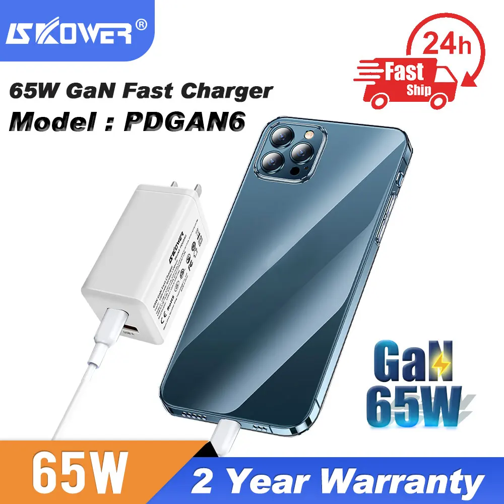 65W GaN Fast Charger Macbook Lenovo Dell Laptop Type C PD USB QC4.0 Quick Portable Dual Port For Apple HuaWei Xiaomi Cell Phone |