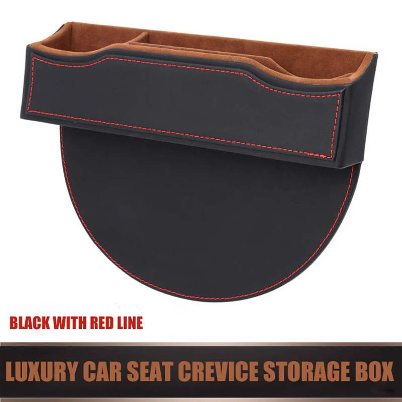 E-FOUR Car Seat Gap Filler Premium PU Leather Car Seat Side Pocket Organizer Car Seat Storage Organize with USB Charger Holes