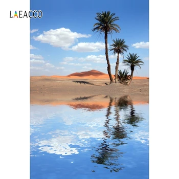 

Laeacco Blue Sky White Clouds Beach Palms Trees Sea Photography Backdrops Photo Backgrounds Summer Holiday Photophone Photocall