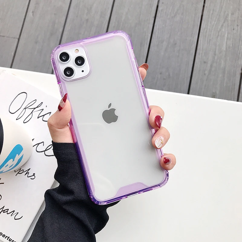 Hot Hybrid Shockproof Cover Case For Apple iPhone 11 Pro Max  11 Pro  11 Transparent TPU + PC Hard Acrylic Silicone shell Case (11)