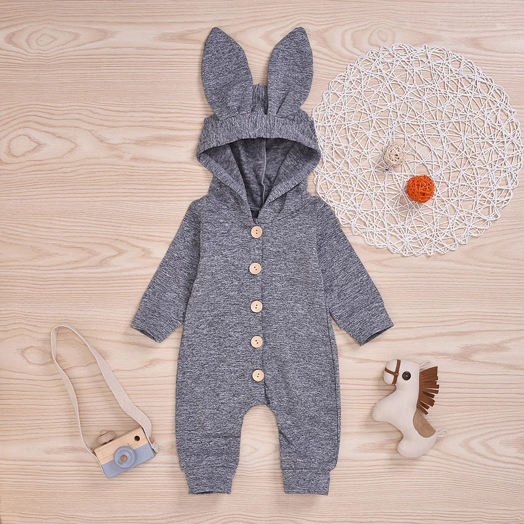 new born baby clothes baby boy romper winter clothes costume romper onesie disfraz bebe halloween new Rabbite Ear Solid 0-24m Z4