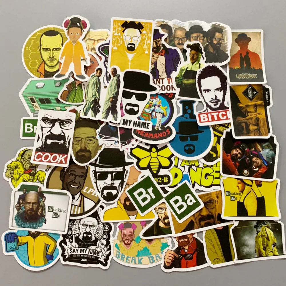 50pcs Breaking Bad Stickers Creative design Doodle laptop lugggae wall Stickers Luggage Motorcycle PVC Waterproof Decal Sticker