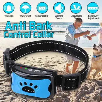 

Pet Dog Anti Bark Collar Control Train Rechargeable Waterproof Stop Barking Pet Dog Waterproof Ultrasonic Training Collars
