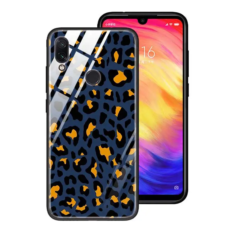 T05 Чехол из закаленного стекла для Red mi 7 8A Note6 7 8 K20 K20 Pro, жесткая задняя крышка для Xiaomi mi A3 CC9E CC9, силиконовый чехол с леопардовым принтом - Цвет: T05