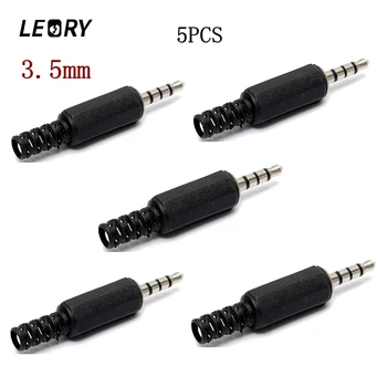 

LEORY Good Quality 5Pcs 3.5mm Stereo 4 Pole Headphone Jack Audio Solders Video Connectors Black