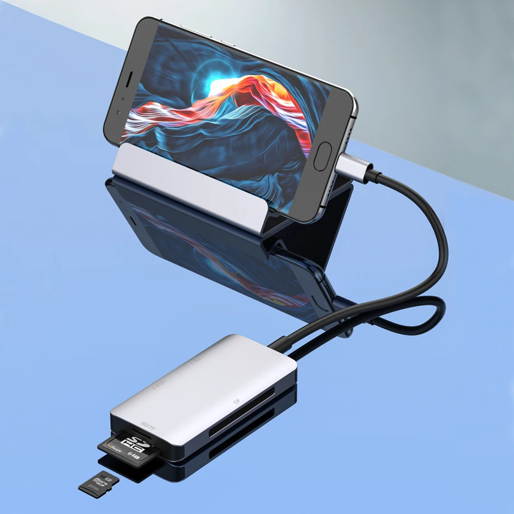 5-в-1 Тип C OTG считыватель смарт-карт для ПК USB 3,0 CF устройство для чтения карт SD TF слот для карт памяти для устройства чтения sd-карт компьютерные принадлежности для Mac OS