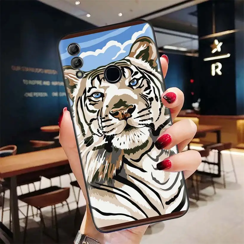 Абстрактный тигра на Луне черный чехол для huawei Y9 Y5 Y6 Y7 Honor 10 9 Lite 9X8X8 S 8A фотоаппаратов моментальной печати 7S 7A 10i 20i V20 чехол для телефона Capa