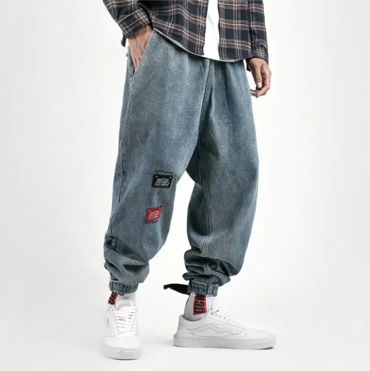 Мешковатые джинсы хип-хоп шаровары мужские панталоны homme jean herren harajuku denim мужская одежда modis уличная одежда pantaloni w20