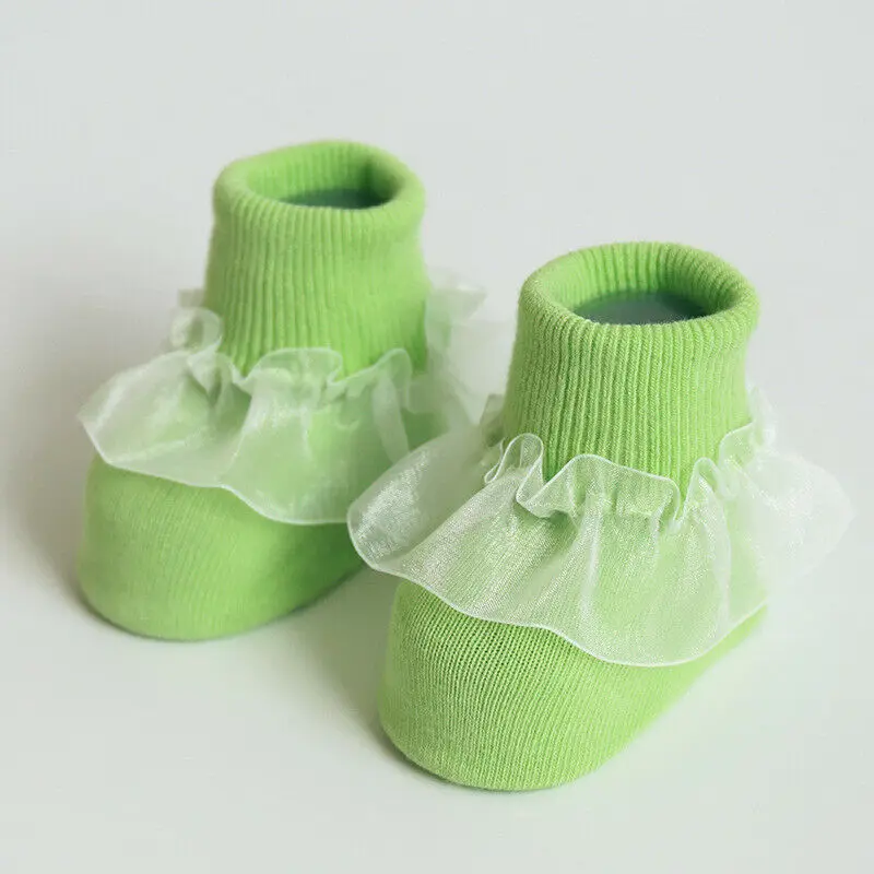 Милые детские носки для маленьких девочек хлопковые носки с кружевными оборками Нескользящие теплые носки принцессы с оборками для маленьких девочек 1 пара От 0 до 5 лет