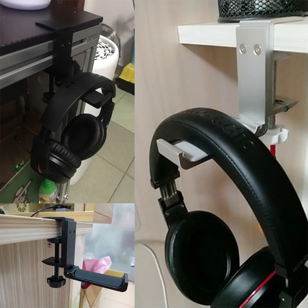 Non-slip Metal Headphone Headset Stand Hanger Clip Table Earphone Holder Bracket Storage Hook Headset Headband Rack