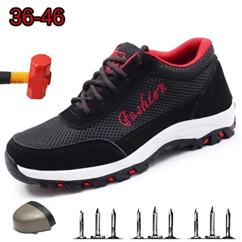 

Men's Safety Shoes Outdoor Platform Anti-smashing Anti Puncture breathable Work Boots 2019 Wear Non-slip Deodorant Men's Shoes