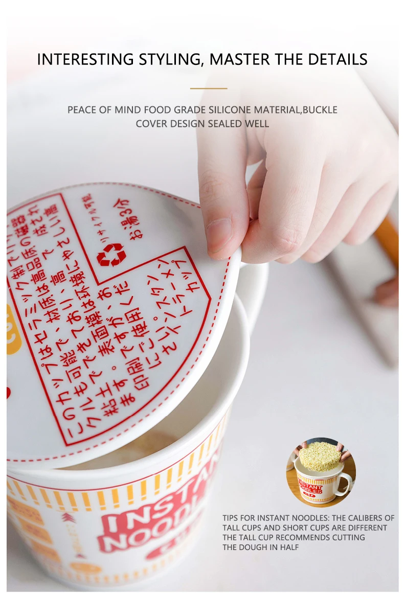 Large Home Creative Ramen Bowl With Lid Large Student Dormitory Noodle Bowl Japanese Creative Ceramic Cup Instant Noodle Bowl