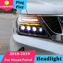 Автомобильный стайлинг фары для Nissan Patrol фары 2010- nissan patrol Y62 Головной фонарь все светодиодный налобный фонарь+ Динамический поворот