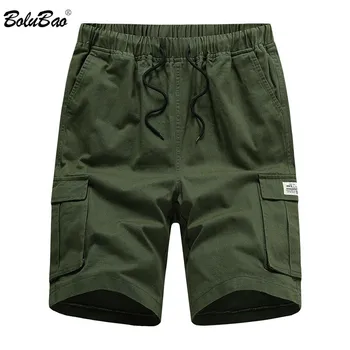 

BOLUBAO Brand Men Multi-Pocket Cargo Shorts Men's Fashion Solid Color Knee Length Shorts Trend Wild Casual Shorts Male