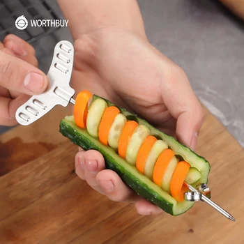 

WORTHBUY Manual Vegetable Spiral Knife 304 Stainless Steel Fruit Carving Knife Cucumber Carrot Spiral Cutter Kitchen Accessories