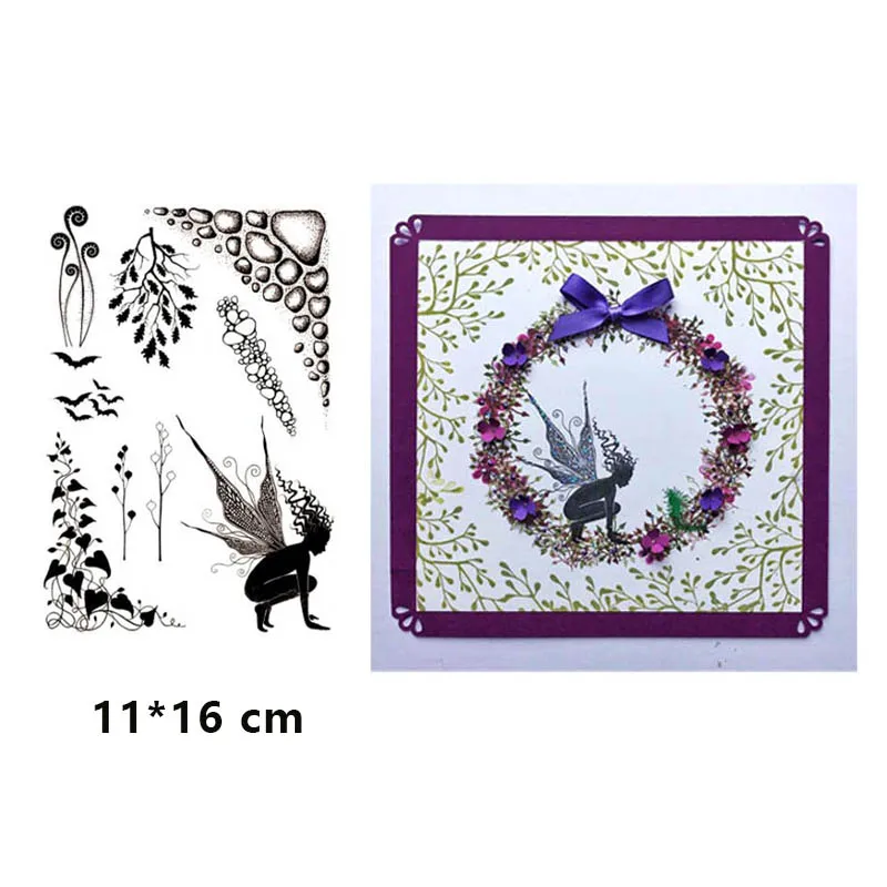 

Leaf Clear Stamps Fairy Flower Background Rubber Stamps Silicone DIY Scrapbooking for Card Making Photo Album Crafts Template